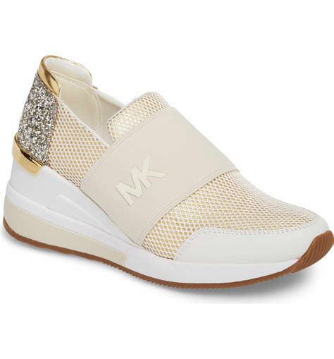 michael kors rose gold slip on sneakers jaquard|Michael Kors slip on sneakers.